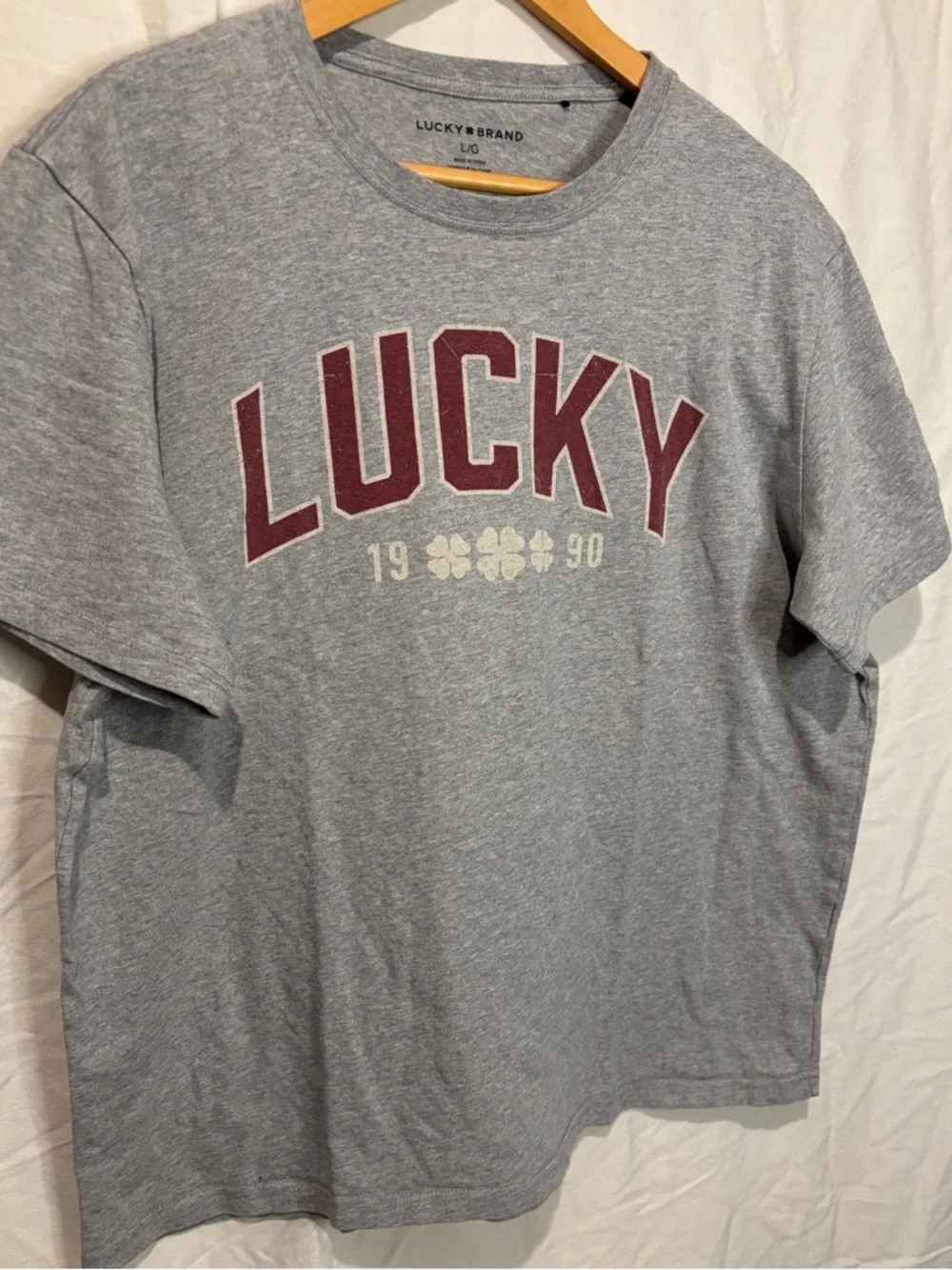 🔥3 for $25 Lucky Brand Boxy Fit Graphic Tee Grey Oversized T-Shirt - Picture 2 of 5